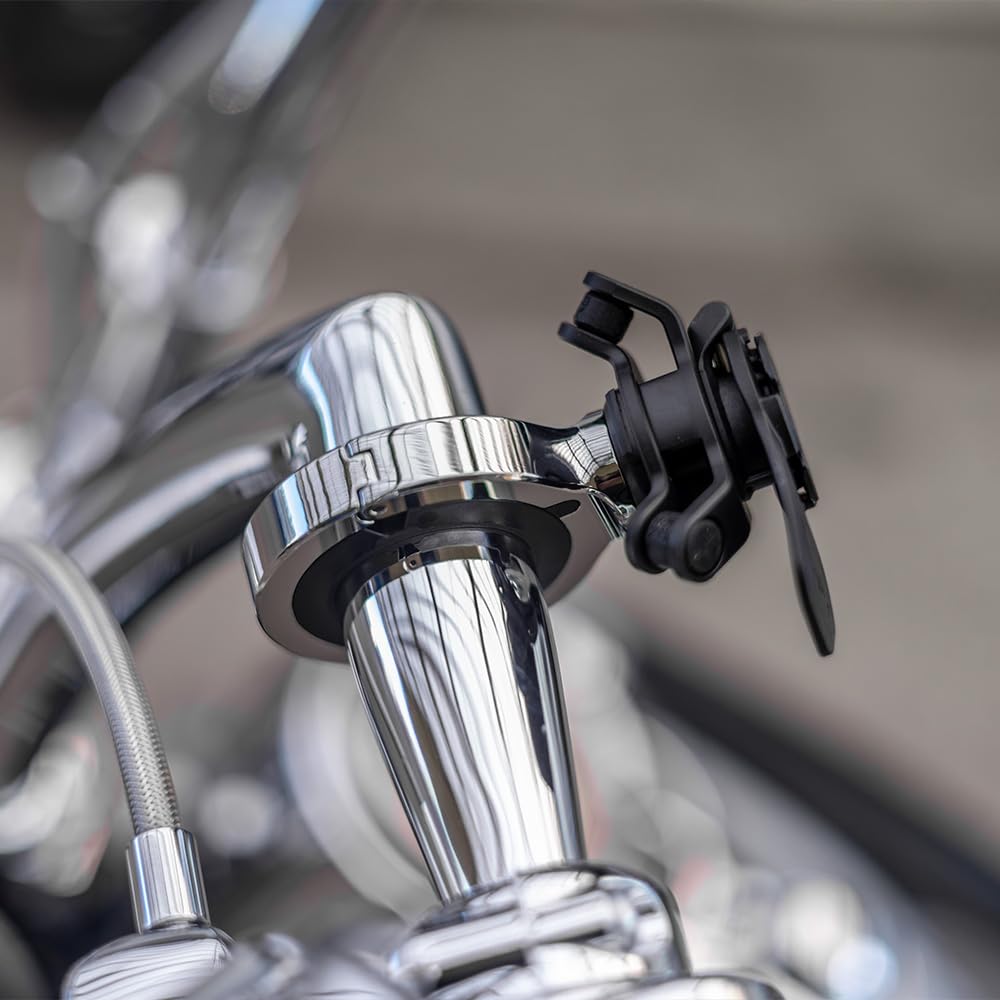 Quad Lock Motorcycle Handlebar Phone Mount PRO Chrome - Large with Vibration Dampener and MAG Phone Case for iPhone 16 Pro Max - Image 5