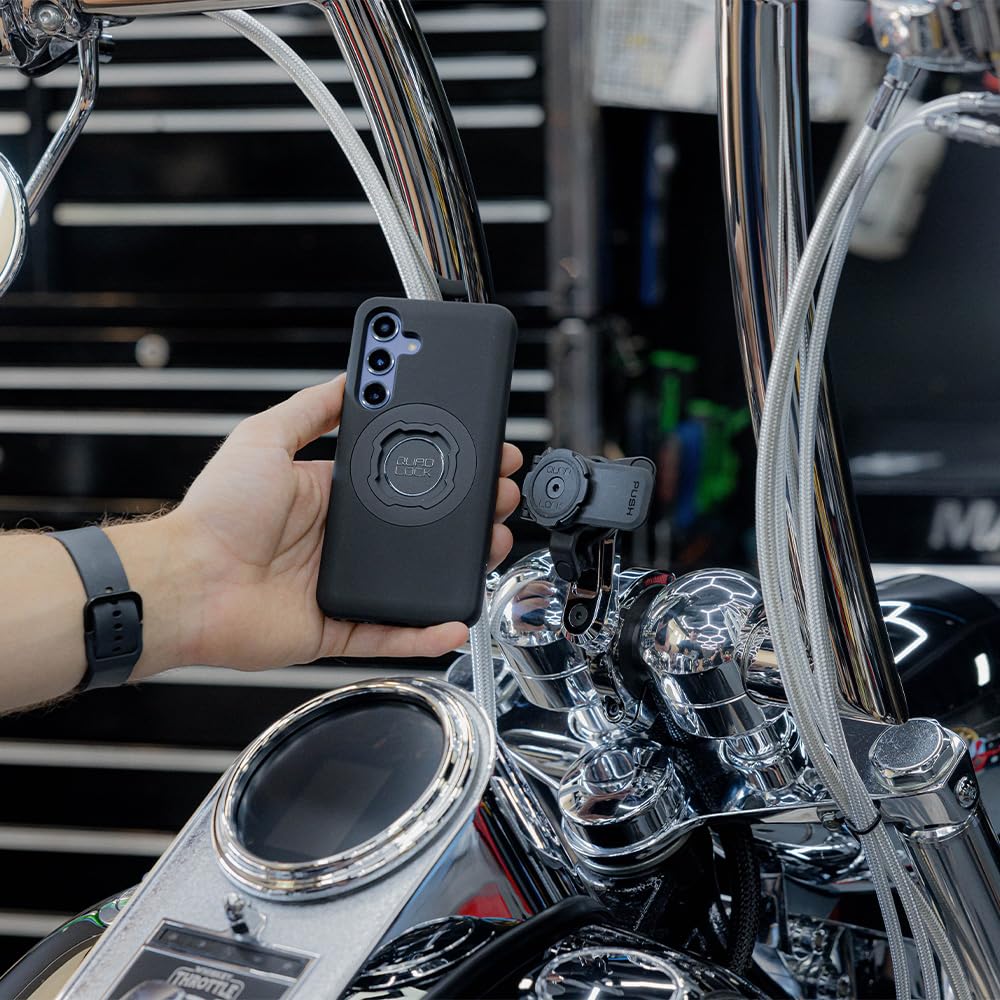 Quad Lock Motorcycle Handlebar Phone Mount PRO Chrome - Large with Vibration Dampener and MAG Phone Case for iPhone 16 Pro Max - Image 8