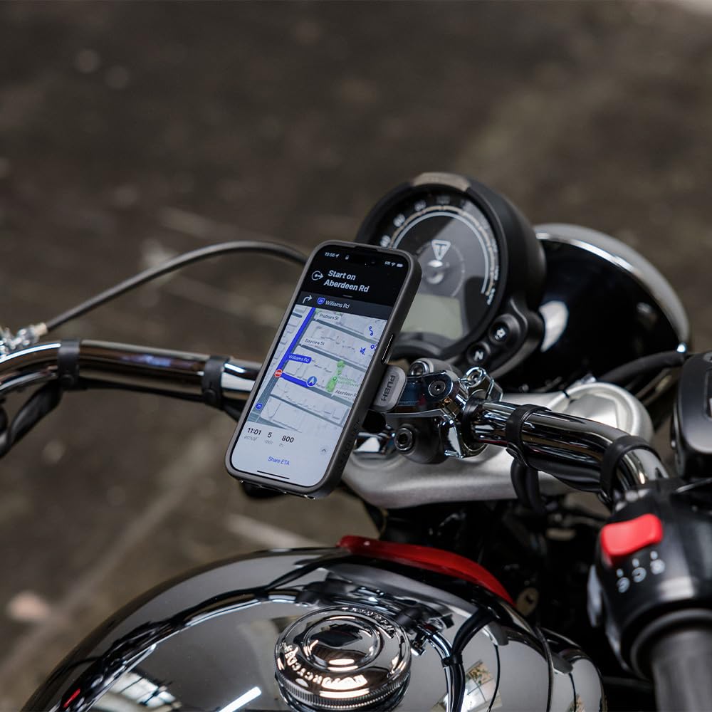 Quad Lock Motorcycle Handlebar Phone Mount PRO Chrome with Vibration Dampener and MAG Phone Case for iPhone 16 Pro Max - Image 3