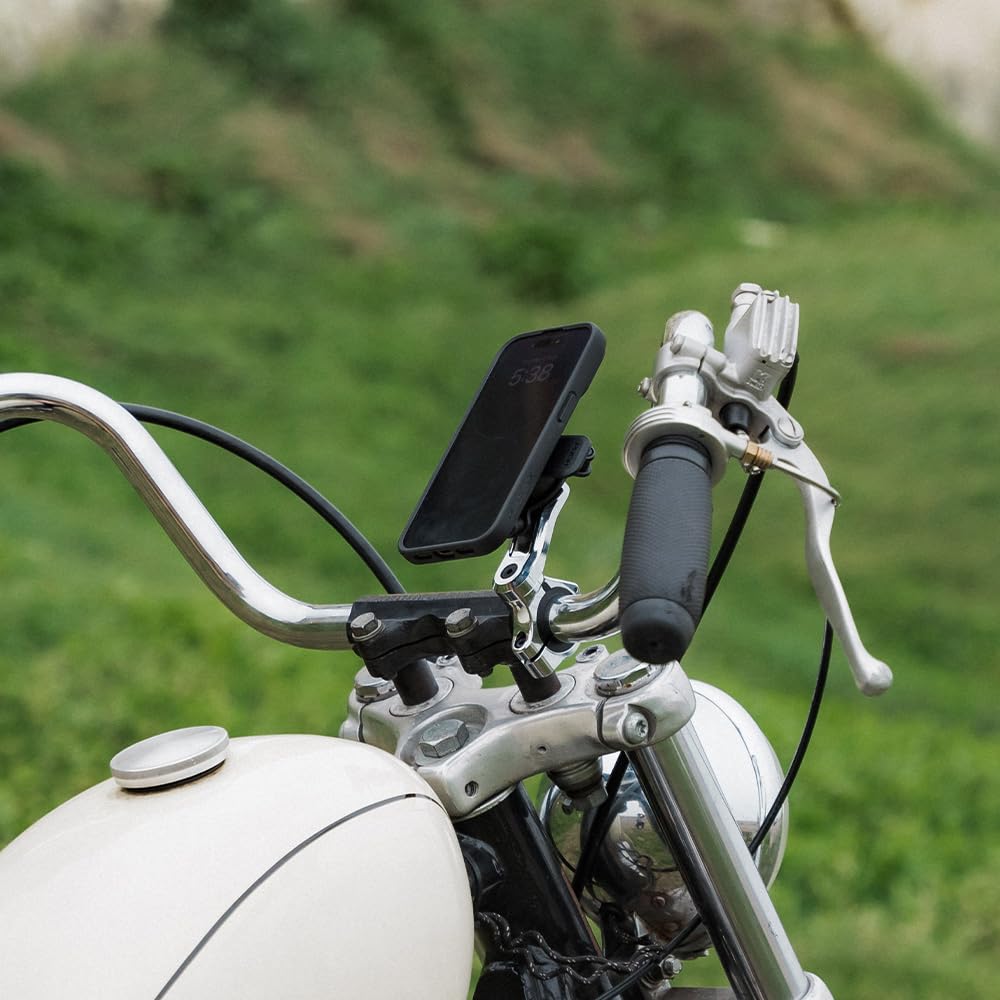 Quad Lock Motorcycle Handlebar Phone Mount PRO Chrome with Vibration Dampener and MAG Phone Case for iPhone 16 Pro Max - Image 4