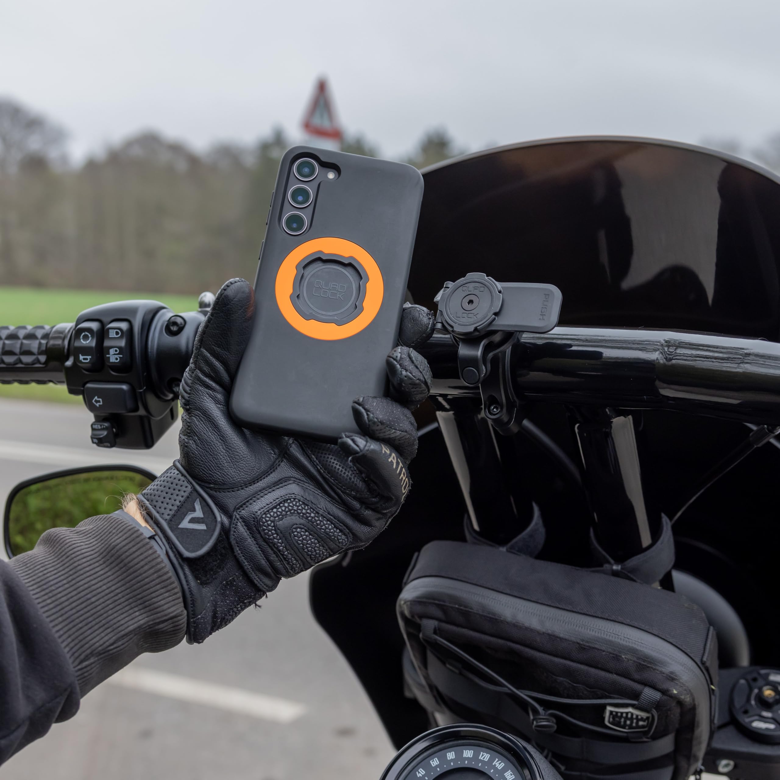 Quad Lock Motorcycle Handlebar Phone Mount PRO - Large with Vibration Dampener and MAG Phone Case for iPhone 16 Pro Max - Image 7